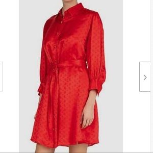 The Kooples Red Delicate Paisley Mini Shirt Dress